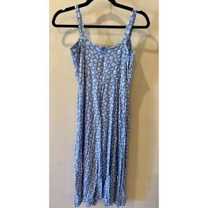 Reformation Virgil Midi Dress Blue with white flowers Spring Button Down Sz 4